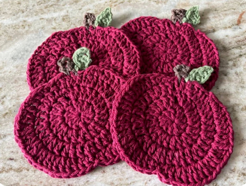 Crocheted Apple Coasters