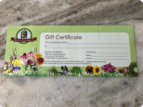 Beyond the Arbour Gift Certificate